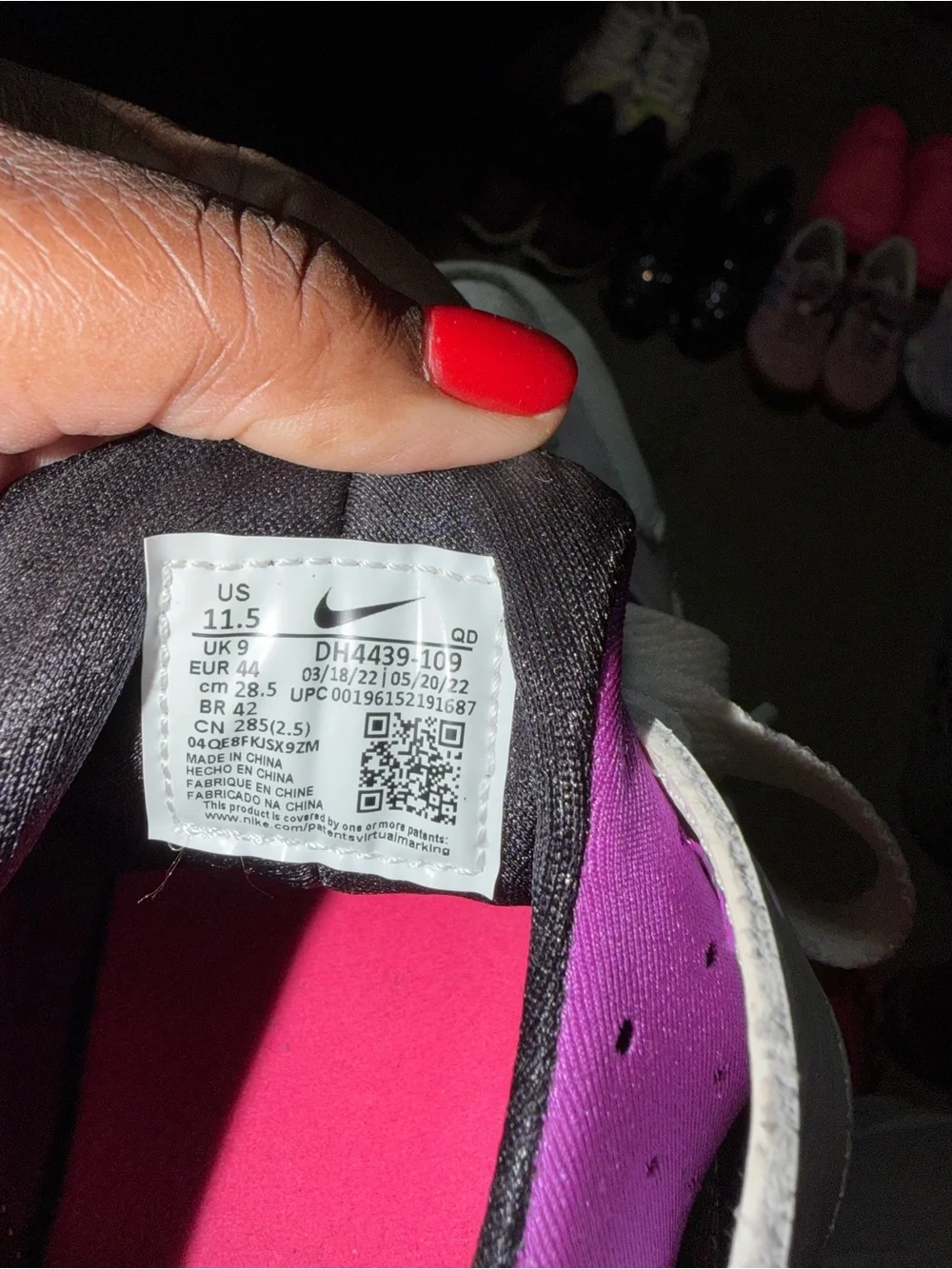 Nike Women’s White Sneakers with Pink & Purple Details